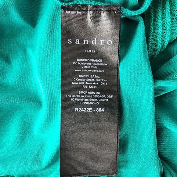 Sandro Paris Womens 6 - 38 Dress Roxana Maxi Scalloped Green Knit Cocktail Party - Picture 9 of 12